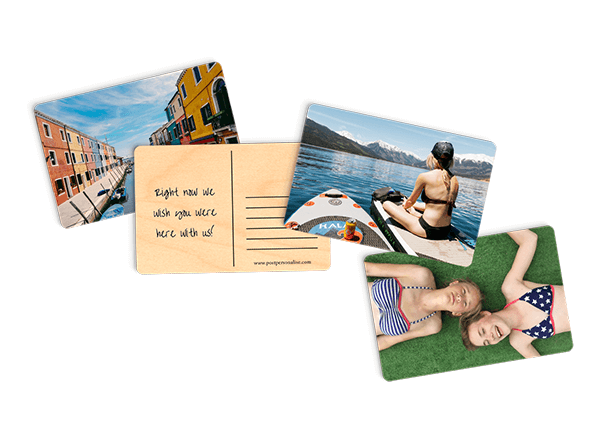 Personalised wooden postcard with your own photos and images