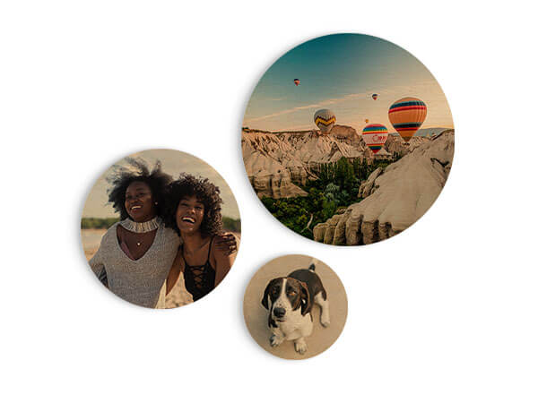 Personalised Circle wooden wall art with your own images